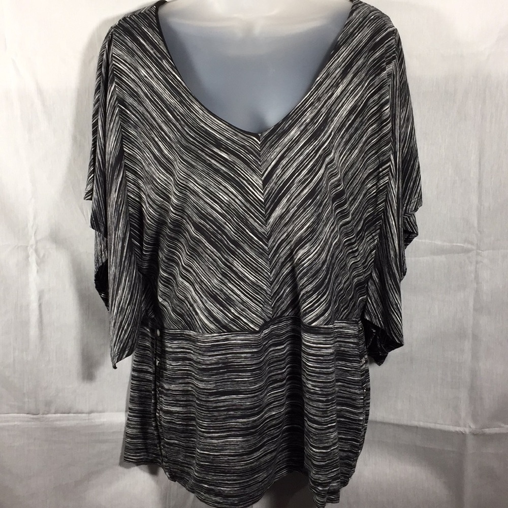 WHBM Black gray boho blouse